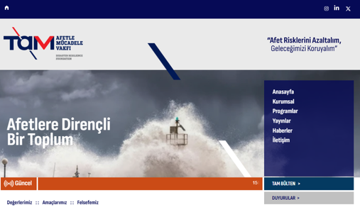 Afetle Mücadele Vakfı Web Sitesi yayında